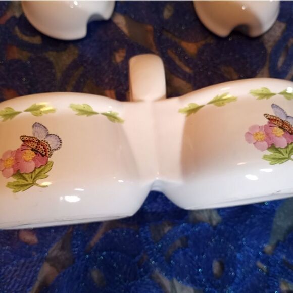 Houston Harvest ~ Hallmark Dual Condiment Jam/Jelly Ceramic Pots No Spoons - Picture 3 of 10